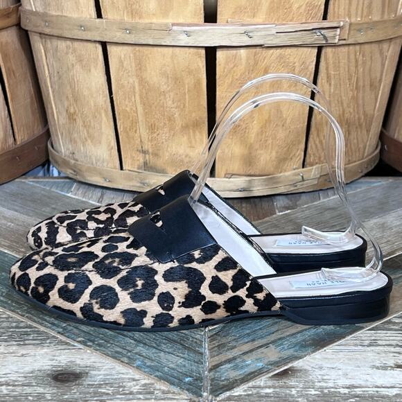 Cole Haan Evie Piper Leopard Print Calf Skin Leather Slides Mules Women Size 6.5 - Picture 2 of 11